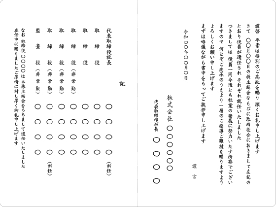 役員退任・社長就任を報告する場合①