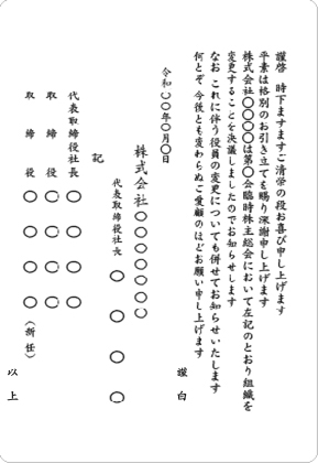 臨時株主総会で組織変更決議が伴うデザインと文面例