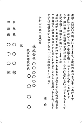 単カード　組織変更社会情勢に対応